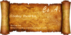 Csaby Avarka névjegykártya